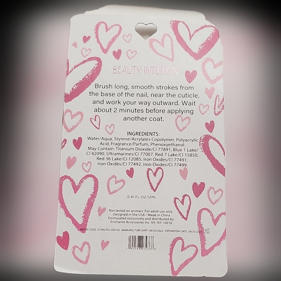 NWT BEAUTY INTUITION HEART SHAPED NAIL BOTTLE: BRIGHT PINK! MIX ANY 2 FOR $10! - Picture 3 of 6